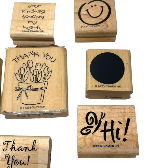 Stampin Up Wood Block Rubber Stamps Thank You Lot of 11 Stamps Cardmaking - Picture 3 of 11
